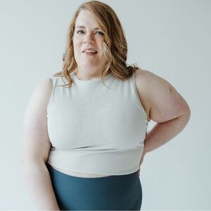 🆕 SPANX Contour Rib Mock Neck Crop Top Athletic Tank Plus Size